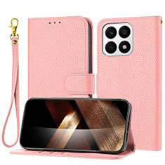 Custodia Portafoglio In Pelle Cover con Supporto Y09X per Huawei Honor X8a 4G Oro Rosa