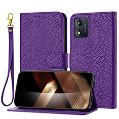 Custodia Portafoglio In Pelle Cover con Supporto Y09X per Motorola Moto E13 Viola