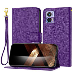 Custodia Portafoglio In Pelle Cover con Supporto Y09X per Motorola Moto Edge 30 Neo 5G Viola