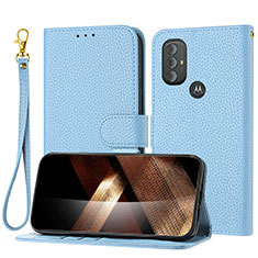 Custodia Portafoglio In Pelle Cover con Supporto Y09X per Motorola Moto G Play Gen 2 Blu