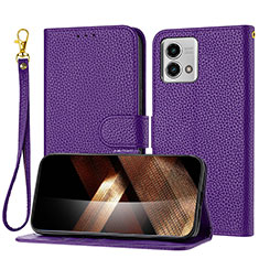 Custodia Portafoglio In Pelle Cover con Supporto Y09X per Motorola Moto G Stylus (2023) 4G Viola