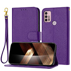 Custodia Portafoglio In Pelle Cover con Supporto Y09X per Motorola Moto G10 Viola