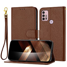 Custodia Portafoglio In Pelle Cover con Supporto Y09X per Motorola Moto G20 Marrone