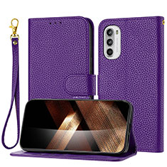 Custodia Portafoglio In Pelle Cover con Supporto Y09X per Motorola MOTO G52 Viola