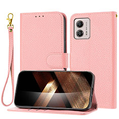 Custodia Portafoglio In Pelle Cover con Supporto Y09X per Motorola Moto G53 5G Oro Rosa