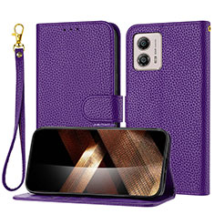 Custodia Portafoglio In Pelle Cover con Supporto Y09X per Motorola Moto G53 5G Viola