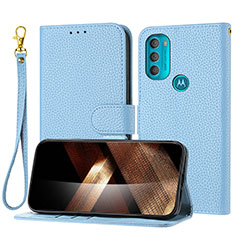 Custodia Portafoglio In Pelle Cover con Supporto Y09X per Motorola Moto G71 5G Blu