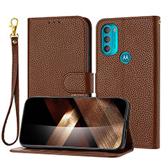 Custodia Portafoglio In Pelle Cover con Supporto Y09X per Motorola Moto G71 5G Marrone