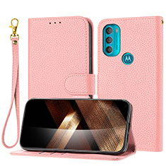 Custodia Portafoglio In Pelle Cover con Supporto Y09X per Motorola Moto G71 5G Oro Rosa