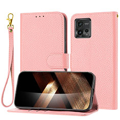 Custodia Portafoglio In Pelle Cover con Supporto Y09X per Motorola Moto G72 Oro Rosa