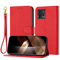 Custodia Portafoglio In Pelle Cover con Supporto Y09X per Motorola Moto G72 Rosso