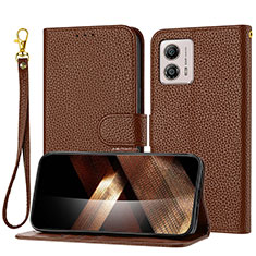 Custodia Portafoglio In Pelle Cover con Supporto Y09X per Motorola Moto G73 5G Marrone