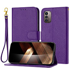 Custodia Portafoglio In Pelle Cover con Supporto Y09X per Nokia G11 Viola