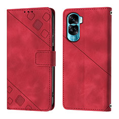 Custodia Portafoglio In Pelle Cover con Supporto YB1 per Huawei Honor 90 Lite 5G Rosso