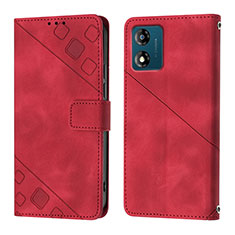 Custodia Portafoglio In Pelle Cover con Supporto YB1 per Motorola Moto E13 Rosso