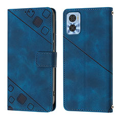 Custodia Portafoglio In Pelle Cover con Supporto YB1 per Motorola Moto E22 Blu