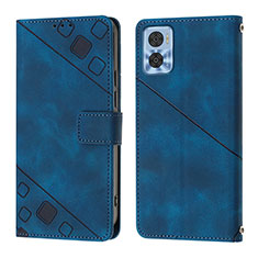 Custodia Portafoglio In Pelle Cover con Supporto YB1 per Motorola Moto E22i Blu