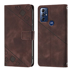 Custodia Portafoglio In Pelle Cover con Supporto YB1 per Motorola Moto G Power (2022) Marrone