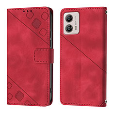 Custodia Portafoglio In Pelle Cover con Supporto YB1 per Motorola Moto G53j 5G Rosso