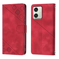 Custodia Portafoglio In Pelle Cover con Supporto YB1 per Motorola Moto G54 5G Rosso