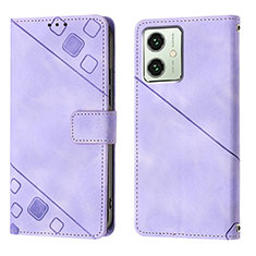 Custodia Portafoglio In Pelle Cover con Supporto YB1 per Motorola Moto G54 5G Viola