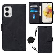 Custodia Portafoglio In Pelle Cover con Supporto YB1 per Motorola Moto G73 5G Nero