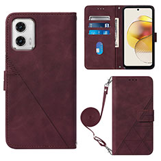 Custodia Portafoglio In Pelle Cover con Supporto YB1 per Motorola Moto G73 5G Rosso