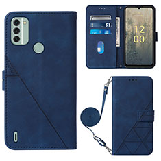 Custodia Portafoglio In Pelle Cover con Supporto YB1 per Nokia C31 Blu