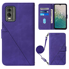 Custodia Portafoglio In Pelle Cover con Supporto YB1 per Nokia C32 Viola