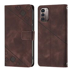 Custodia Portafoglio In Pelle Cover con Supporto YB1 per Nokia G11 Marrone