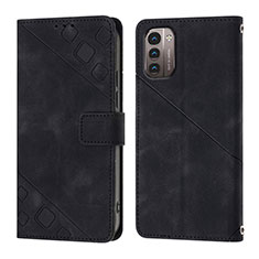 Custodia Portafoglio In Pelle Cover con Supporto YB1 per Nokia G11 Nero