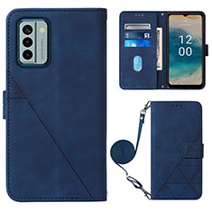 Custodia Portafoglio In Pelle Cover con Supporto YB1 per Nokia G22 Blu