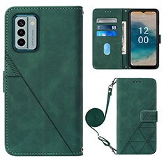 Custodia Portafoglio In Pelle Cover con Supporto YB1 per Nokia G22 Verde