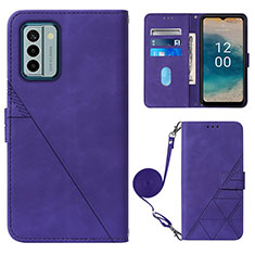 Custodia Portafoglio In Pelle Cover con Supporto YB1 per Nokia G22 Viola