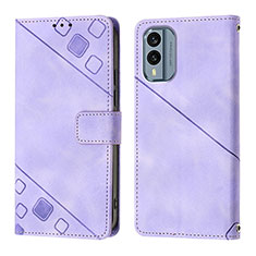 Custodia Portafoglio In Pelle Cover con Supporto YB1 per Nokia X30 5G Viola