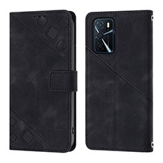 Custodia Portafoglio In Pelle Cover con Supporto YB1 per Oppo A16 Nero