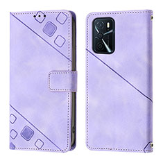 Custodia Portafoglio In Pelle Cover con Supporto YB1 per Oppo A16 Viola