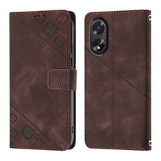 Custodia Portafoglio In Pelle Cover con Supporto YB1 per Oppo A18 Marrone