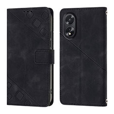 Custodia Portafoglio In Pelle Cover con Supporto YB1 per Oppo A18 Nero