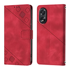 Custodia Portafoglio In Pelle Cover con Supporto YB1 per Oppo A38 Rosso