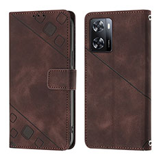 Custodia Portafoglio In Pelle Cover con Supporto YB1 per Oppo A57e Marrone