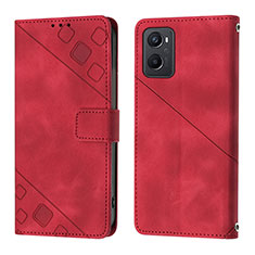 Custodia Portafoglio In Pelle Cover con Supporto YB1 per Oppo A96 4G Rosso