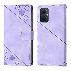 Custodia Portafoglio In Pelle Cover con Supporto YB1 per Oppo A96 5G Viola