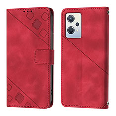 Custodia Portafoglio In Pelle Cover con Supporto YB1 per Oppo K10X 5G Rosso