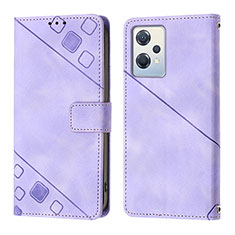 Custodia Portafoglio In Pelle Cover con Supporto YB1 per Oppo K10X 5G Viola