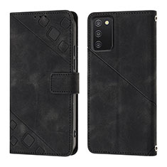 Custodia Portafoglio In Pelle Cover con Supporto YB1 per Samsung Galaxy A03s Nero