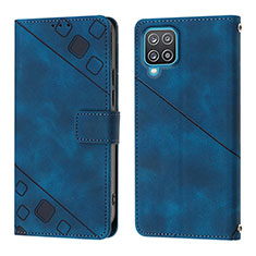 Custodia Portafoglio In Pelle Cover con Supporto YB1 per Samsung Galaxy A12 5G Blu