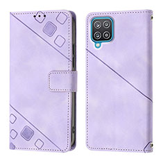 Custodia Portafoglio In Pelle Cover con Supporto YB1 per Samsung Galaxy A12 5G Viola