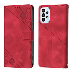 Custodia Portafoglio In Pelle Cover con Supporto YB1 per Samsung Galaxy A23 5G Rosso