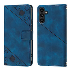 Custodia Portafoglio In Pelle Cover con Supporto YB1 per Samsung Galaxy Jump3 5G Blu